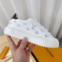 Louis Vuitton Time Out Sneakers Women Monogram Debossing Leather White/Silver